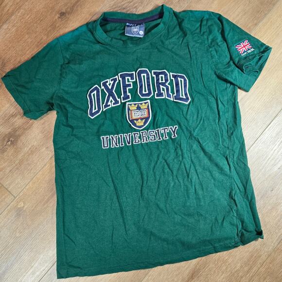 Oxford University T Shirt Mens L Green Embroidered Logo Official Y2K Collegiate - Picture 1 of 8